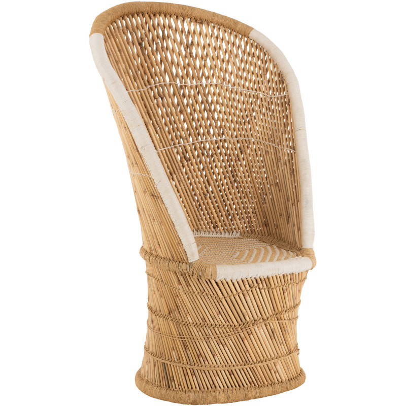Fauteuil Rond Gus en Bambou Naturel Blanc - 1