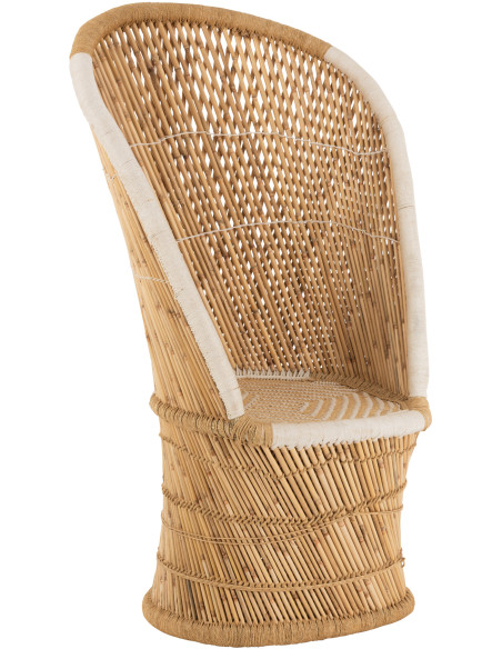 Fauteuil Rond Gus en Bambou Naturel Blanc - 1