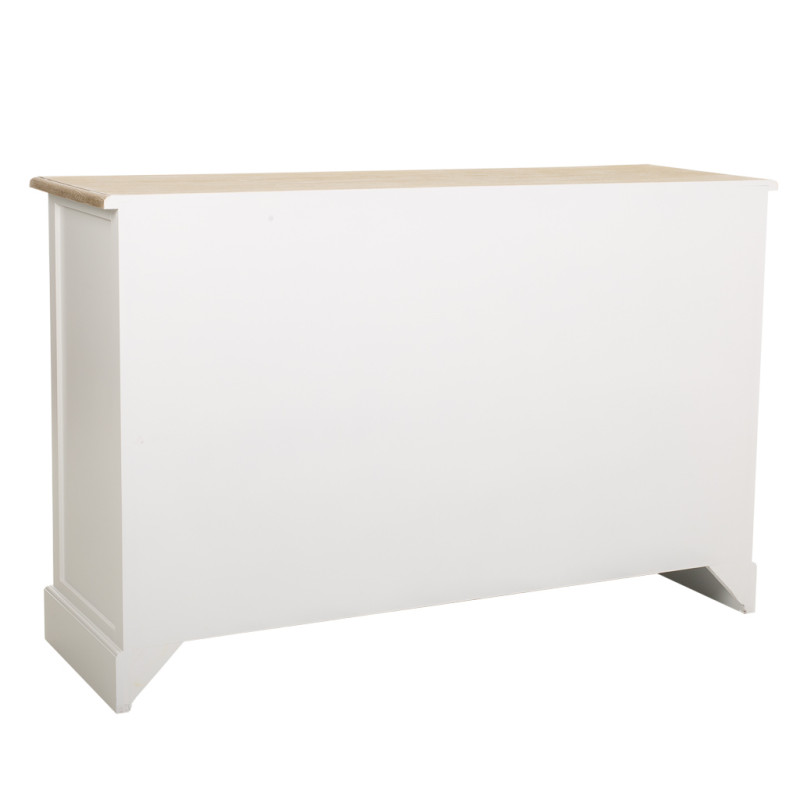 Buffet bas campagne chic blanc et bois de paulownia 124x40x80 cm Ozamio  - 4