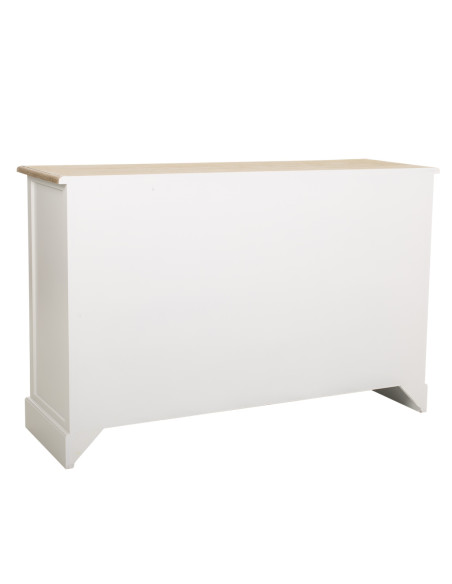 Buffet bas campagne chic blanc et bois de paulownia 124x40x80 cm Ozamio  - 4