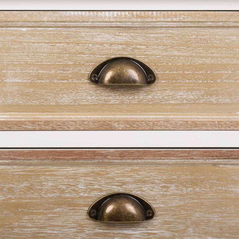 Buffet bas campagne chic blanc et bois de paulownia 124x40x80 cm Ozamio  - 6