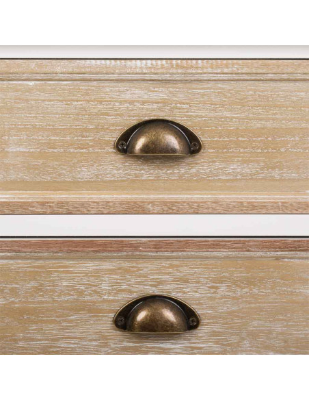 Buffet bas campagne chic blanc et bois de paulownia 124x40x80 cm Ozamio  - 6