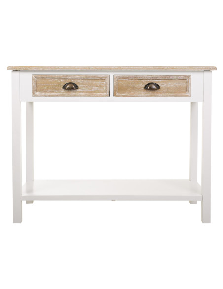 Console d’entrée campagne chic blanc et bois 100x40x78 cm Ozamio  - 2