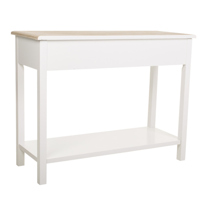 Console d’entrée campagne chic blanc et bois 100x40x78 cm Ozamio  - 4