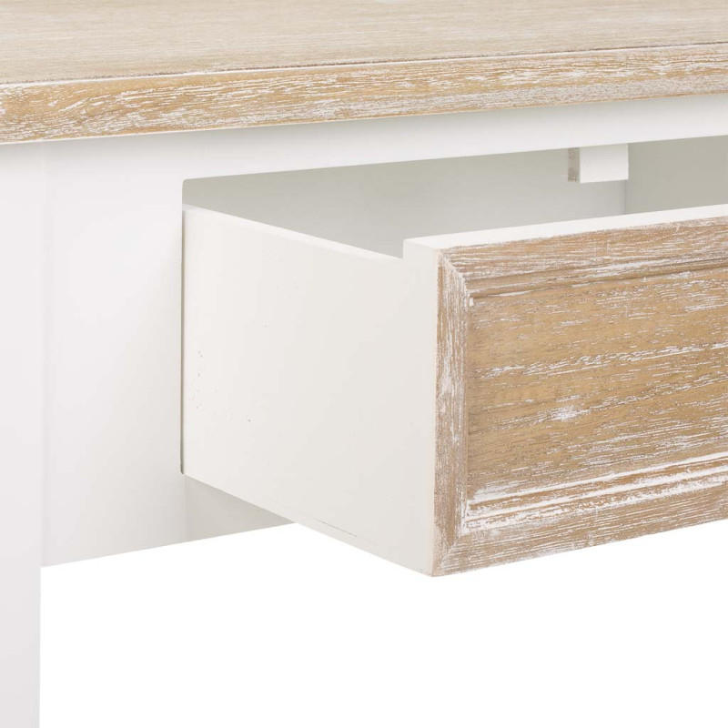 Console d’entrée campagne chic blanc et bois 100x40x78 cm Ozamio  - 5