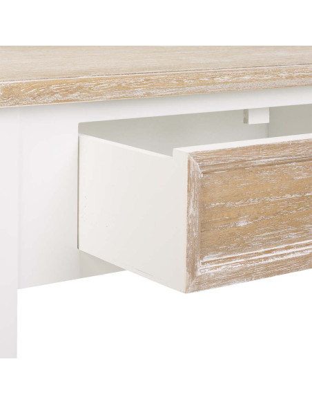 Console d’entrée campagne chic blanc et bois 100x40x78 cm Ozamio  - 5