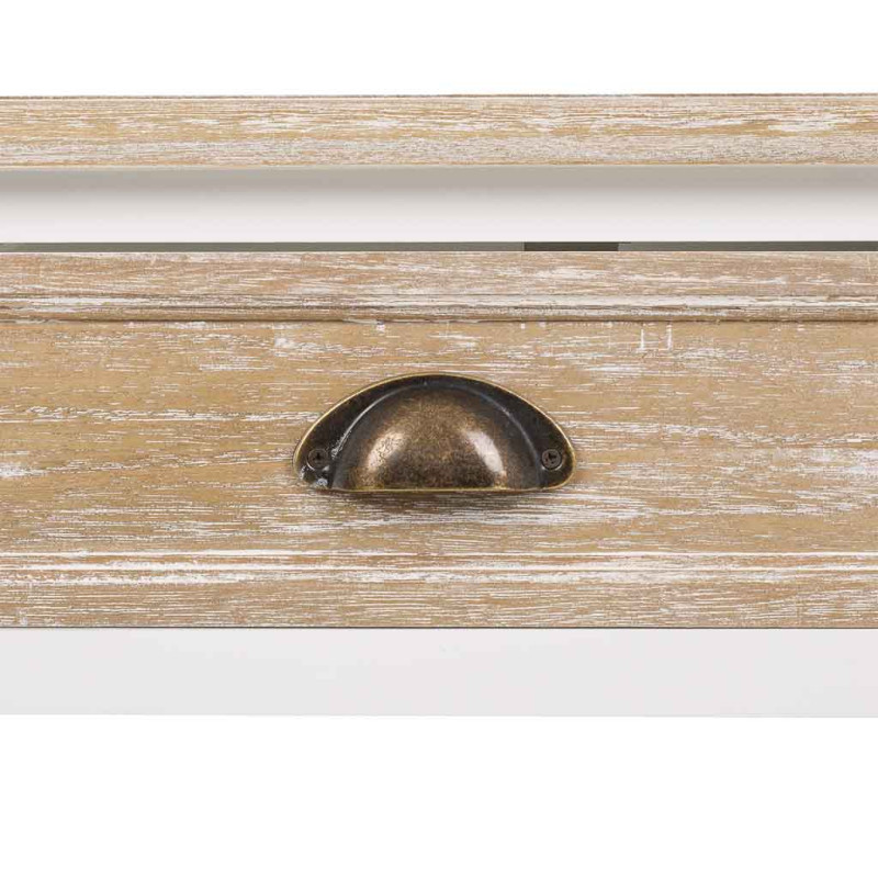 Console d’entrée campagne chic blanc et bois 100x40x78 cm Ozamio  - 6