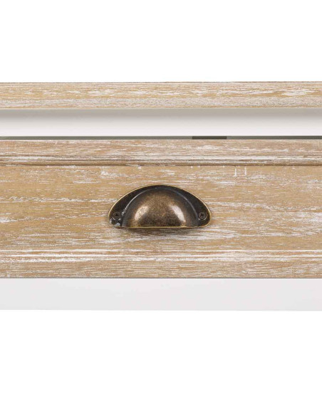 Console d’entrée campagne chic blanc et bois 100x40x78 cm Ozamio  - 6