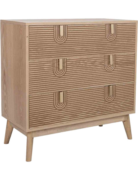 Commode 3 tiroirs placage frêne brun 80x39x80 cm Vireva  - 1