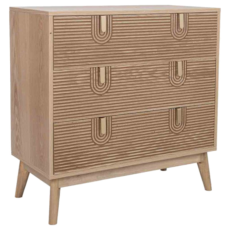 Commode 3 tiroirs placage frêne brun 80x39x80 cm Vireva  - 1