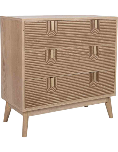 Commode 3 tiroirs placage frêne brun 80x39x80 cm Vireva  - 1