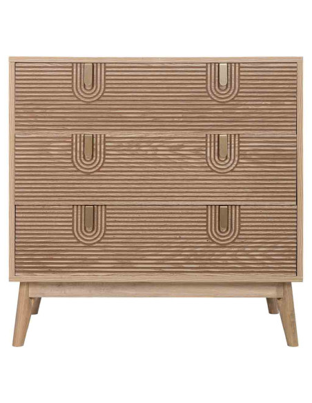 Commode 3 tiroirs placage frêne brun 80x39x80 cm Vireva  - 2
