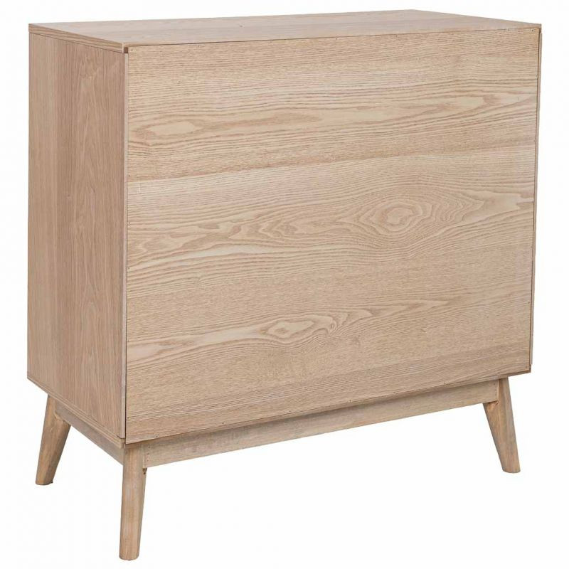 Commode 3 tiroirs placage frêne brun 80x39x80 cm Vireva  - 4