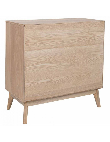 Commode 3 tiroirs placage frêne brun 80x39x80 cm Vireva  - 4
