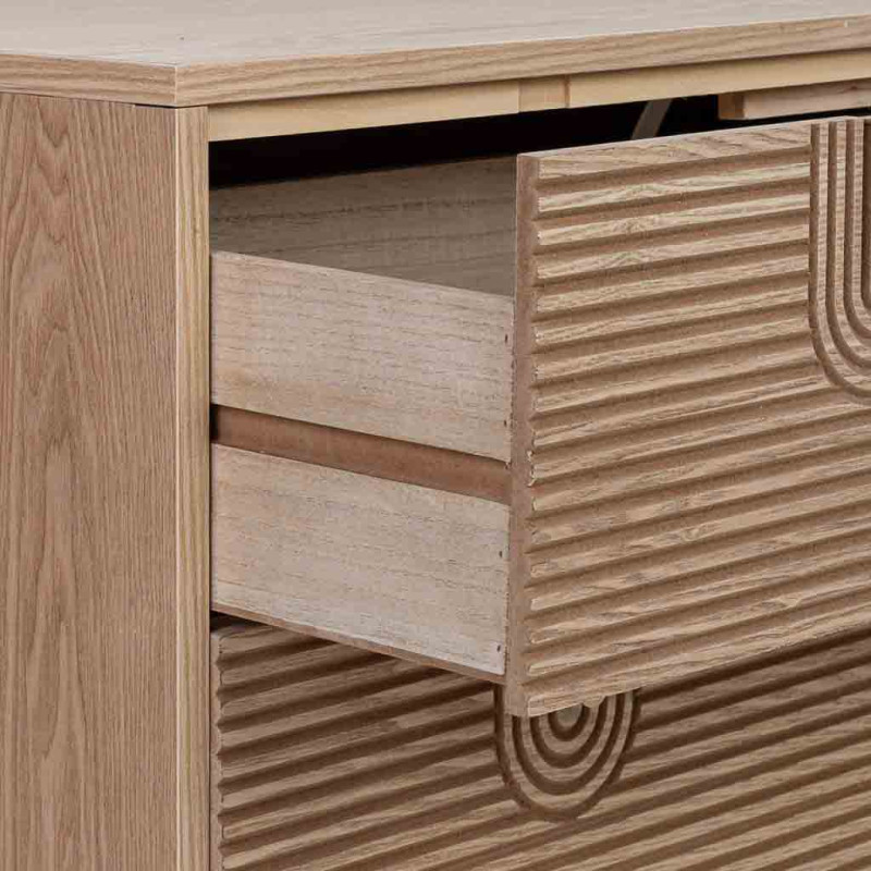 Commode 3 tiroirs placage frêne brun 80x39x80 cm Vireva  - 5