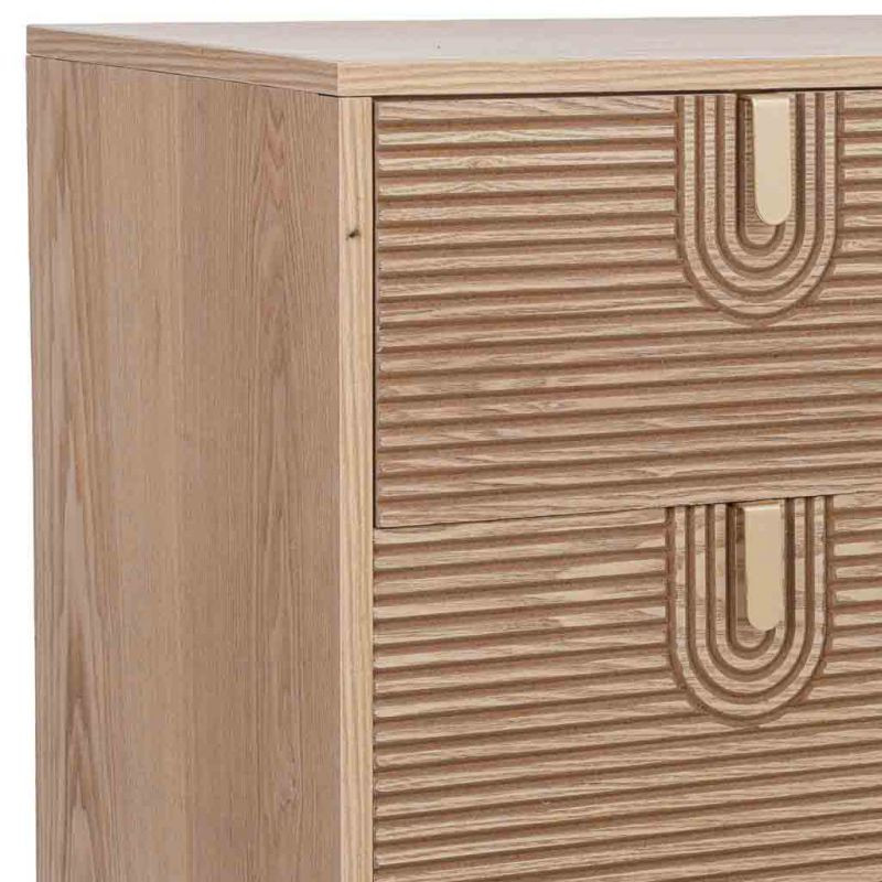 Commode 3 tiroirs placage frêne brun 80x39x80 cm Vireva  - 7