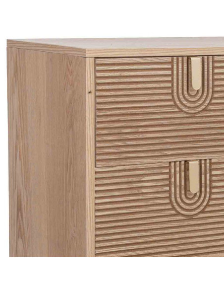 Commode 3 tiroirs placage frêne brun 80x39x80 cm Vireva  - 7