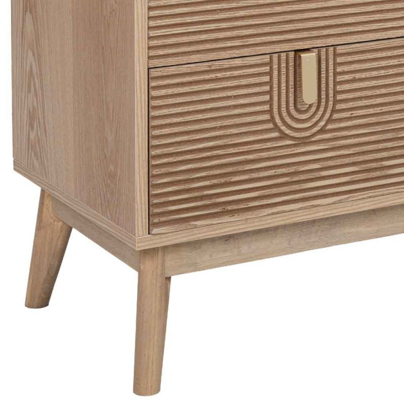 Commode 3 tiroirs placage frêne brun 80x39x80 cm Vireva  - 8