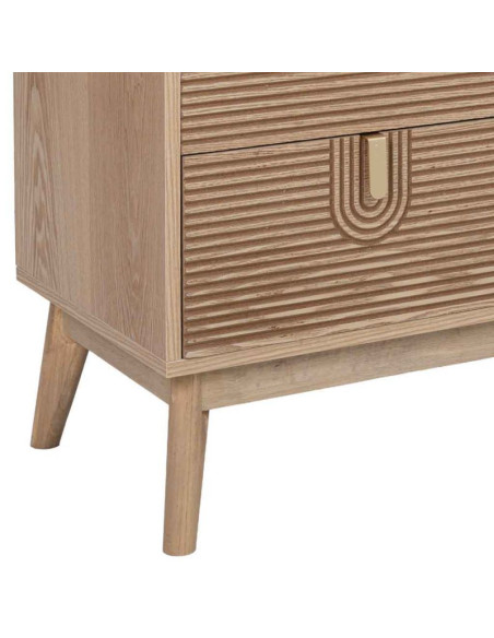 Commode 3 tiroirs placage frêne brun 80x39x80 cm Vireva  - 8