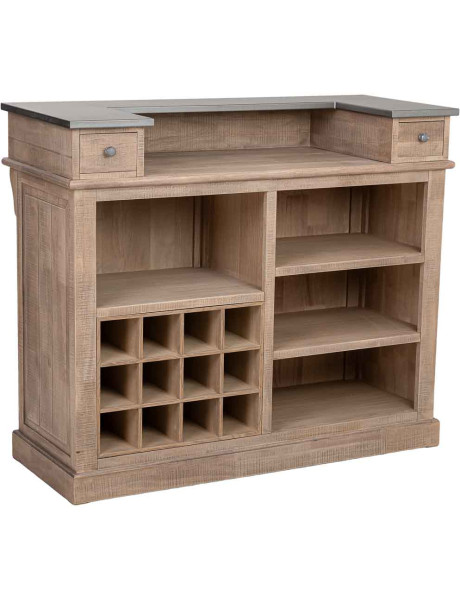 Meuble bar bois brun 2 tiroirs 101x50x120 cm Ozabio  - 1