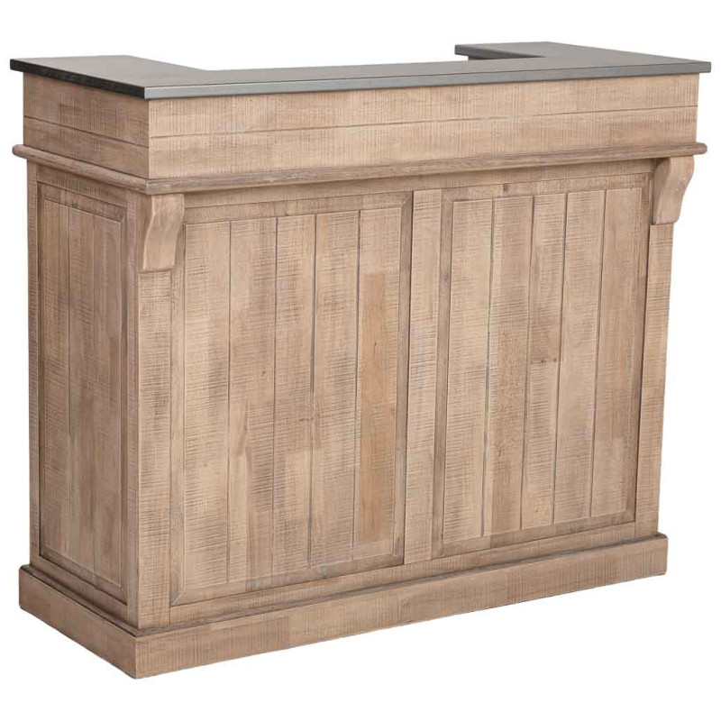 Meuble bar bois brun 2 tiroirs 101x50x120 cm Ozabio  - 5