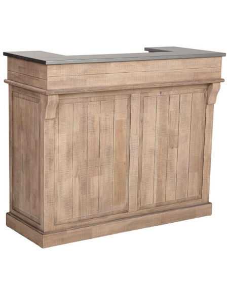 Meuble bar bois brun 2 tiroirs 101x50x120 cm Ozabio  - 5