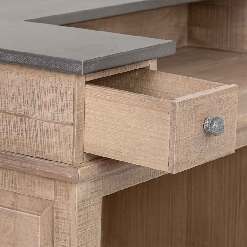 Meuble bar bois brun 2 tiroirs 101x50x120 cm Ozabio  - 6