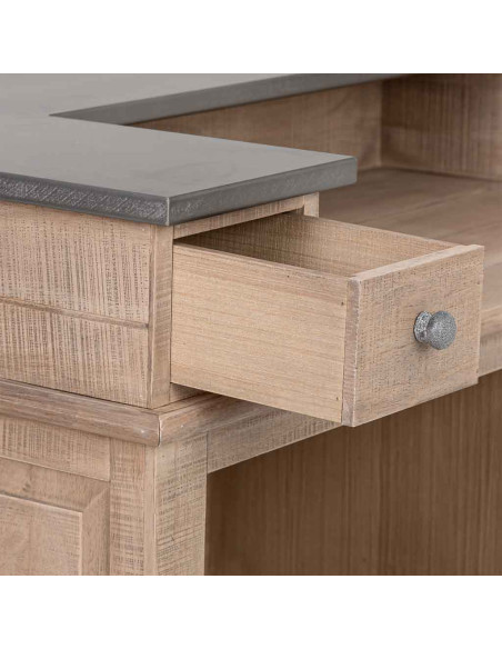 Meuble bar bois brun 2 tiroirs 101x50x120 cm Ozabio  - 6