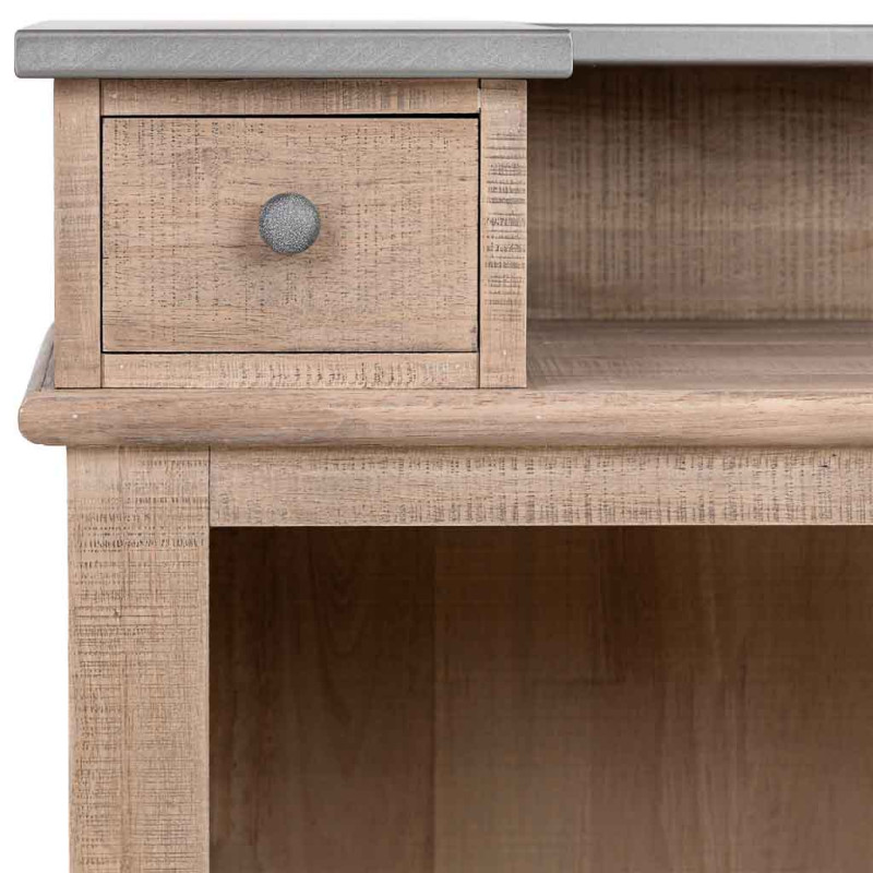 Meuble bar bois brun 2 tiroirs 101x50x120 cm Ozabio  - 7