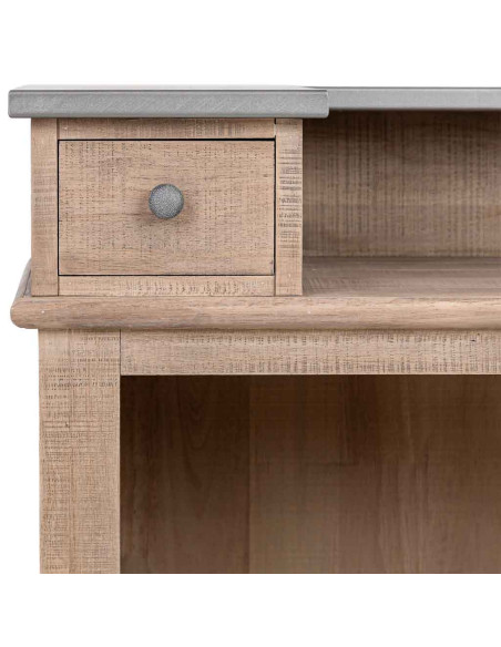 Meuble bar bois brun 2 tiroirs 101x50x120 cm Ozabio  - 7