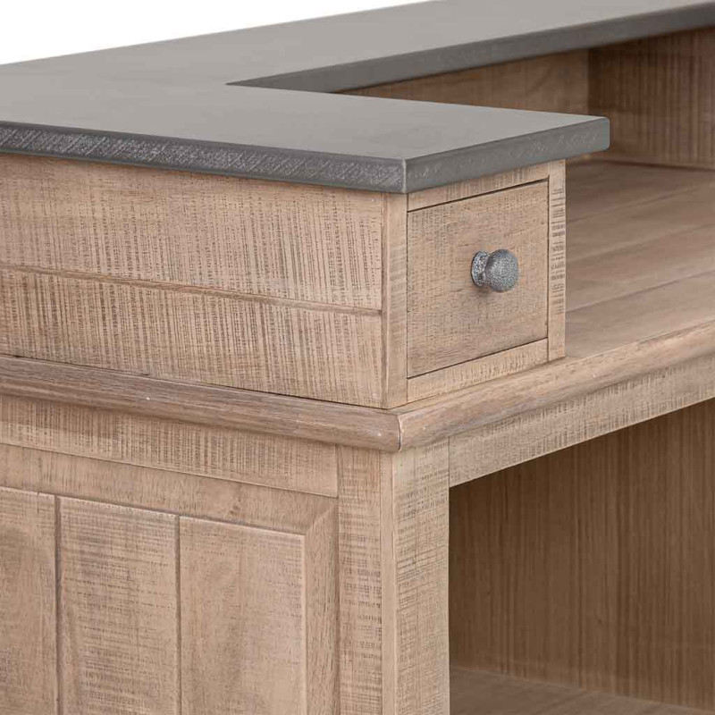 Meuble bar bois brun 2 tiroirs 101x50x120 cm Ozabio  - 8