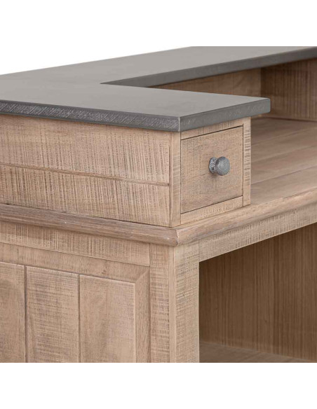 Meuble bar bois brun 2 tiroirs 101x50x120 cm Ozabio  - 8