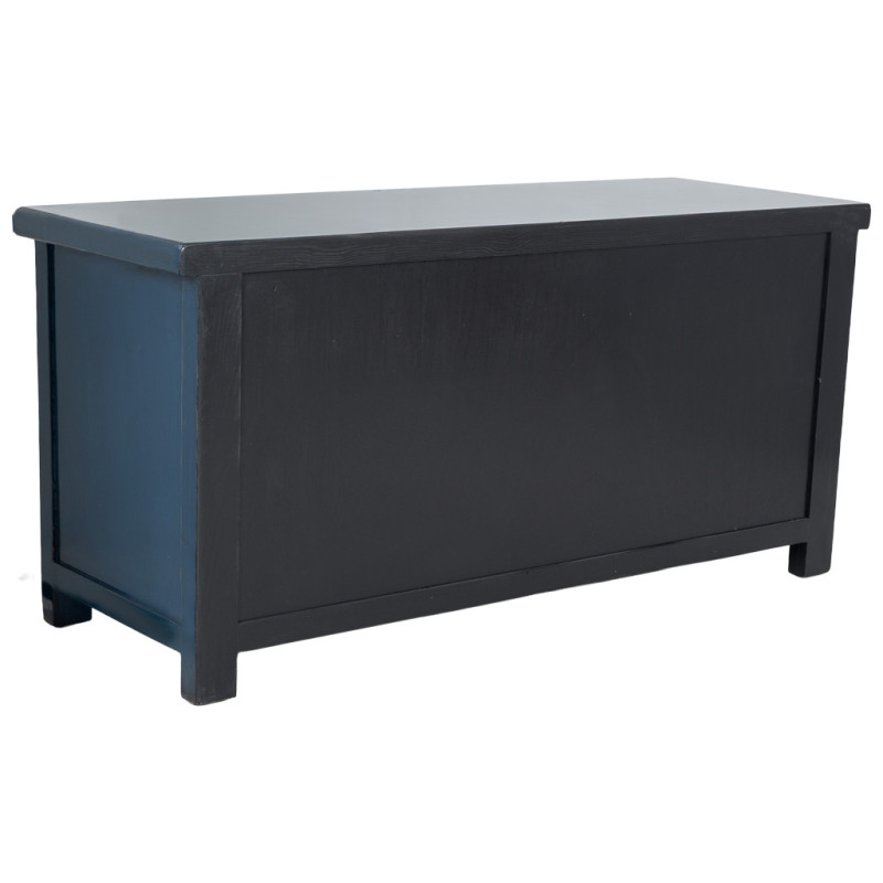Buffet 4 portes 3 tiroirs bois bleu indigo 130x46x62 cm Azesia  - 4