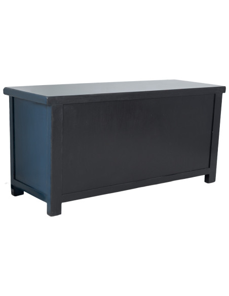 Buffet 4 portes 3 tiroirs bois bleu indigo 130x46x62 cm Azesia  - 4