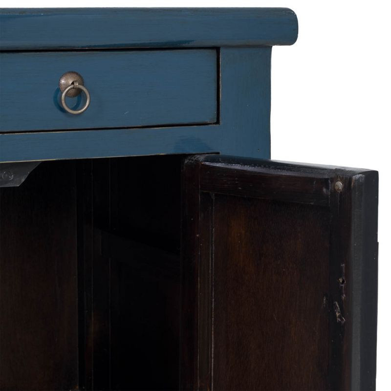 Buffet 4 portes 3 tiroirs bois bleu indigo 130x46x62 cm Azesia  - 6