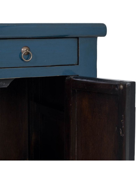 Buffet 4 portes 3 tiroirs bois bleu indigo 130x46x62 cm Azesia  - 6
