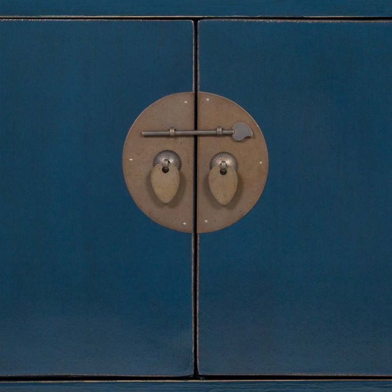Buffet 4 portes 3 tiroirs bois bleu indigo 130x46x62 cm Azesia  - 7