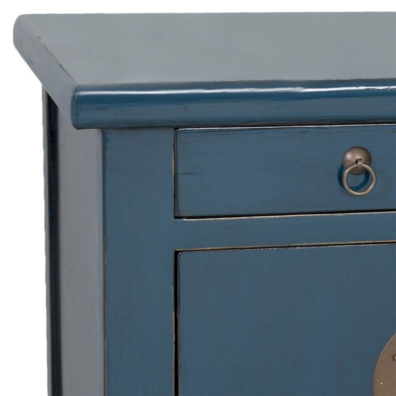 Buffet 4 portes 3 tiroirs bois bleu indigo 130x46x62 cm Azesia  - 9