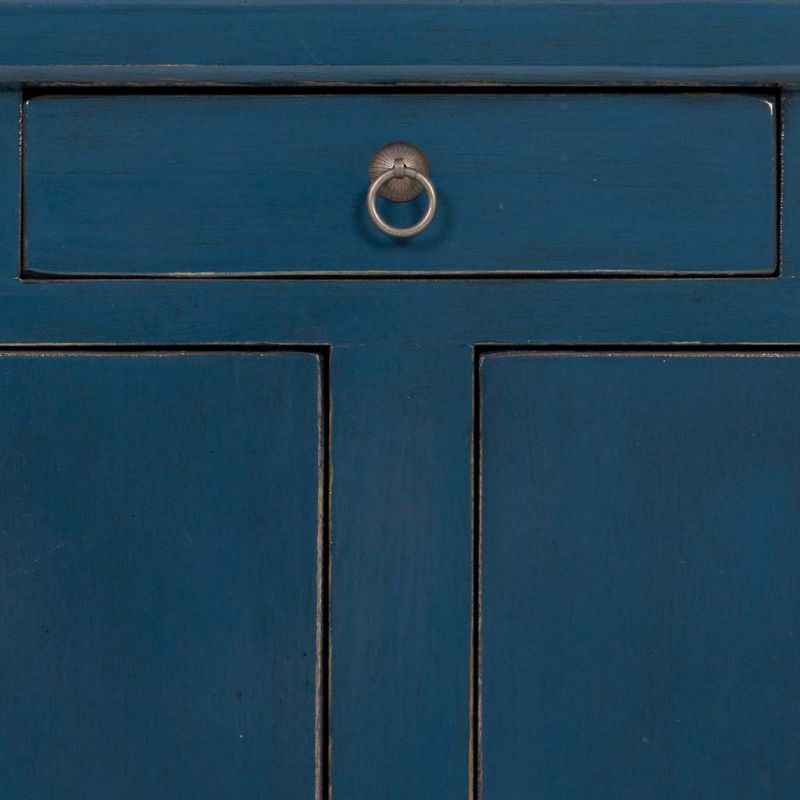 Buffet 4 portes 3 tiroirs bois bleu indigo 130x46x62 cm Azesia  - 8