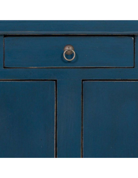 Buffet 4 portes 3 tiroirs bois bleu indigo 130x46x62 cm Azesia  - 8