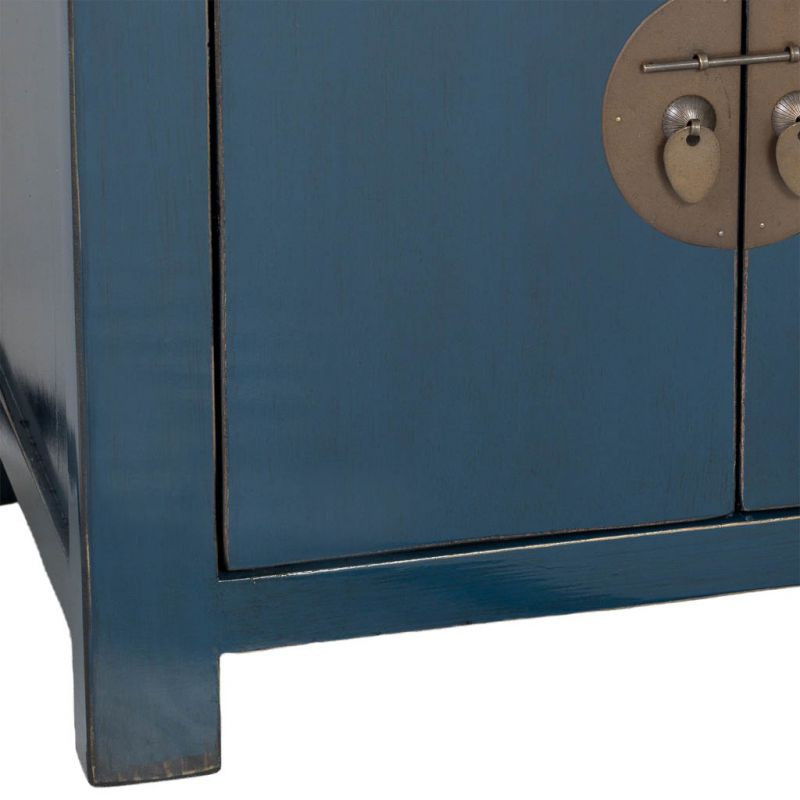 Buffet 4 portes 3 tiroirs bois bleu indigo 130x46x62 cm Azesia  - 10