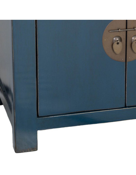 Buffet 4 portes 3 tiroirs bois bleu indigo 130x46x62 cm Azesia  - 10