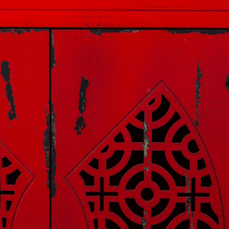 Buffet oriental 4 portes bois rouge antique 120x40x86,5 cm Liomio  - 6