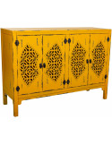 Buffet oriental 4 portes bois jaune moutarde 120x40x86,5 cm Liomio