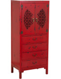 Armoire chinoise bois et MDF rouge antique 60x40x140 cm Liomio