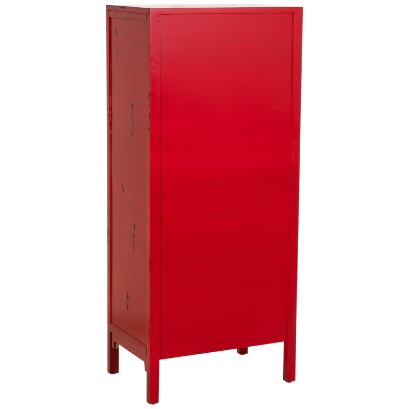 Armoire chinoise bois et MDF rouge antique 60x40x140 cm Liomio  - 4