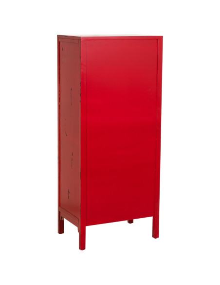 Armoire chinoise bois et MDF rouge antique 60x40x140 cm Liomio  - 4