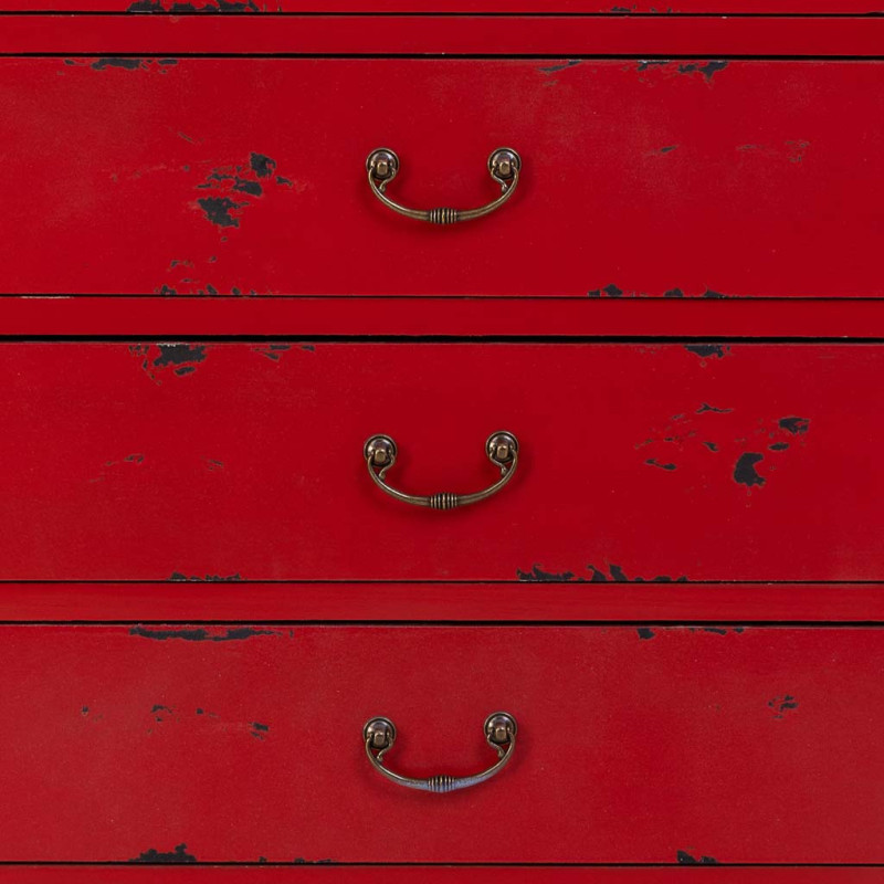 Armoire chinoise bois et MDF rouge antique 60x40x140 cm Liomio  - 7