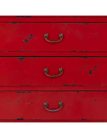 Armoire chinoise bois et MDF rouge antique 60x40x140 cm Liomio  - 7