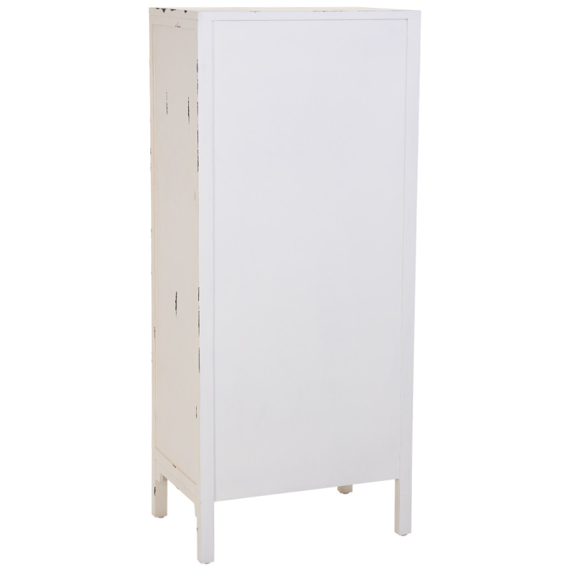 Armoire chinoise blanche 2 portes 4 tiroirs bois et MDF 60x40x140 cm Liomio  - 5